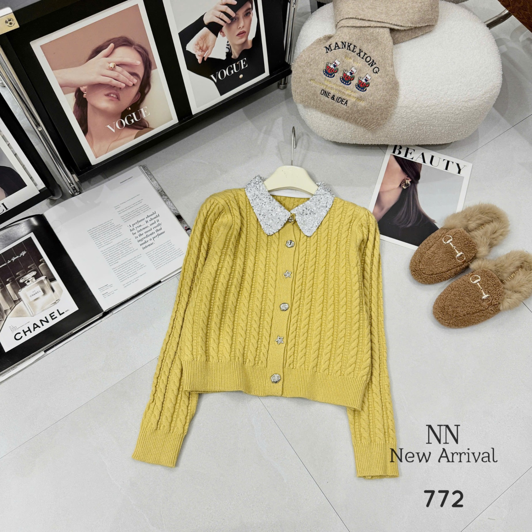 AL772 áo len thừng cổ nhũ