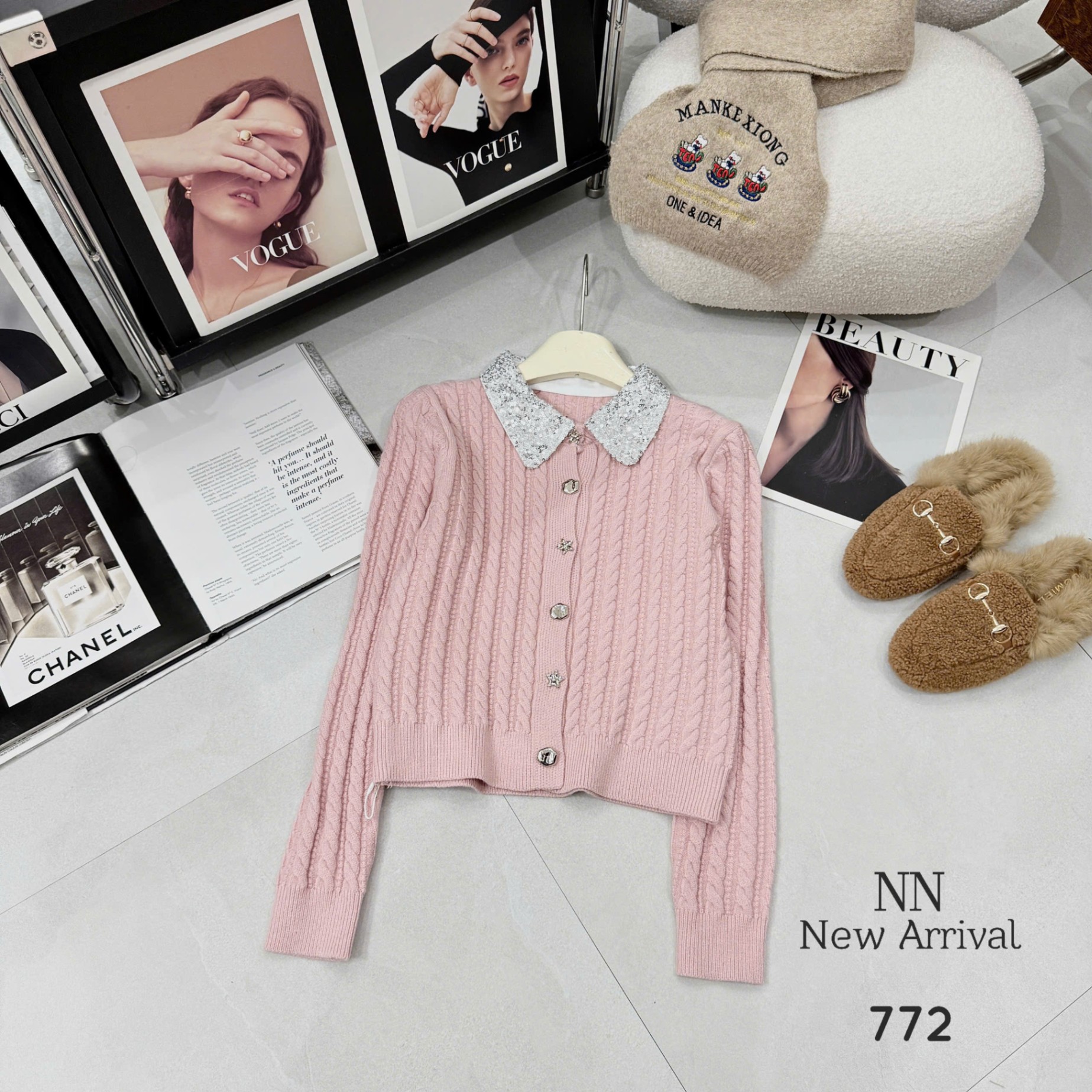 AL772 áo len thừng cổ nhũ