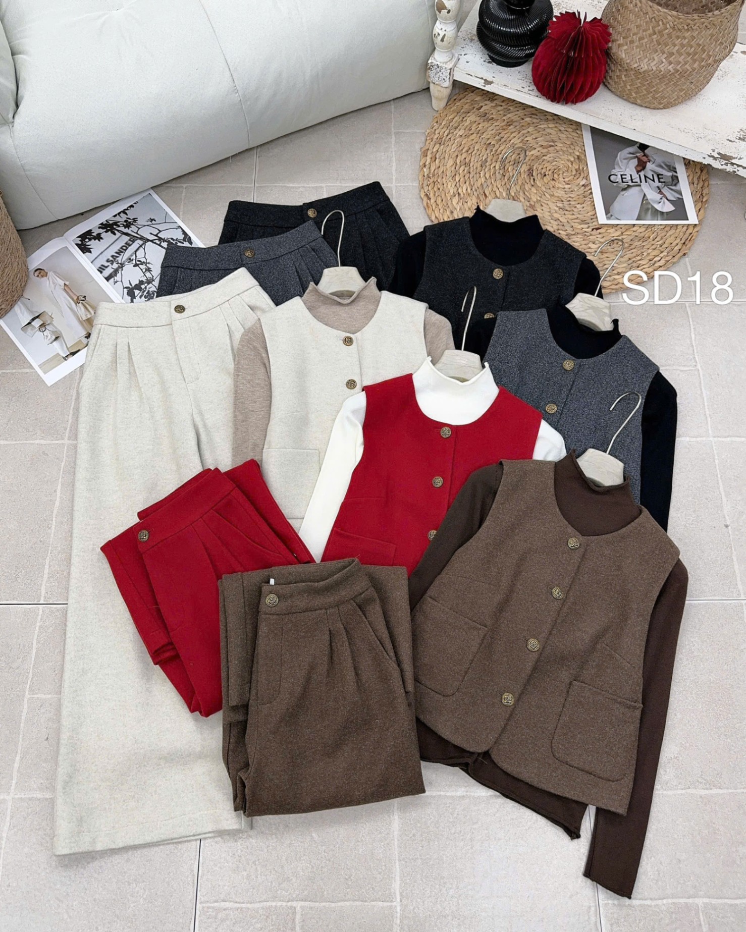 SD18 set dạ 3 món quần xuông