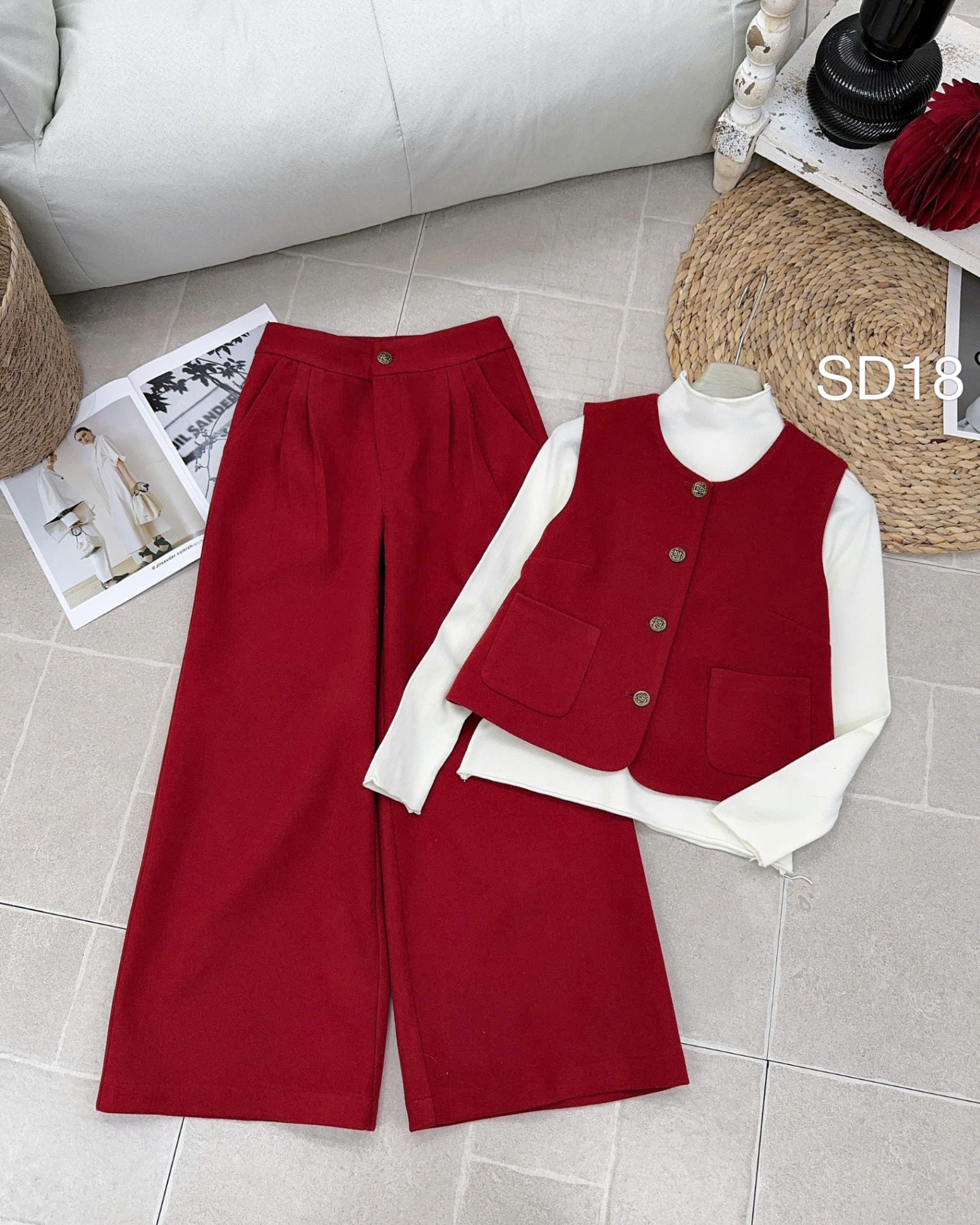 SD18 set dạ 3 món quần xuông