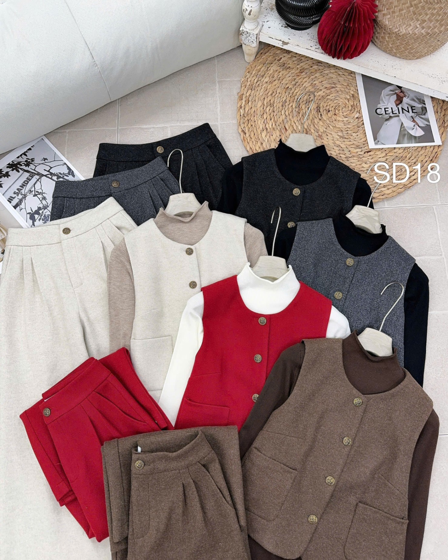 SD18 set dạ 3 món quần xuông