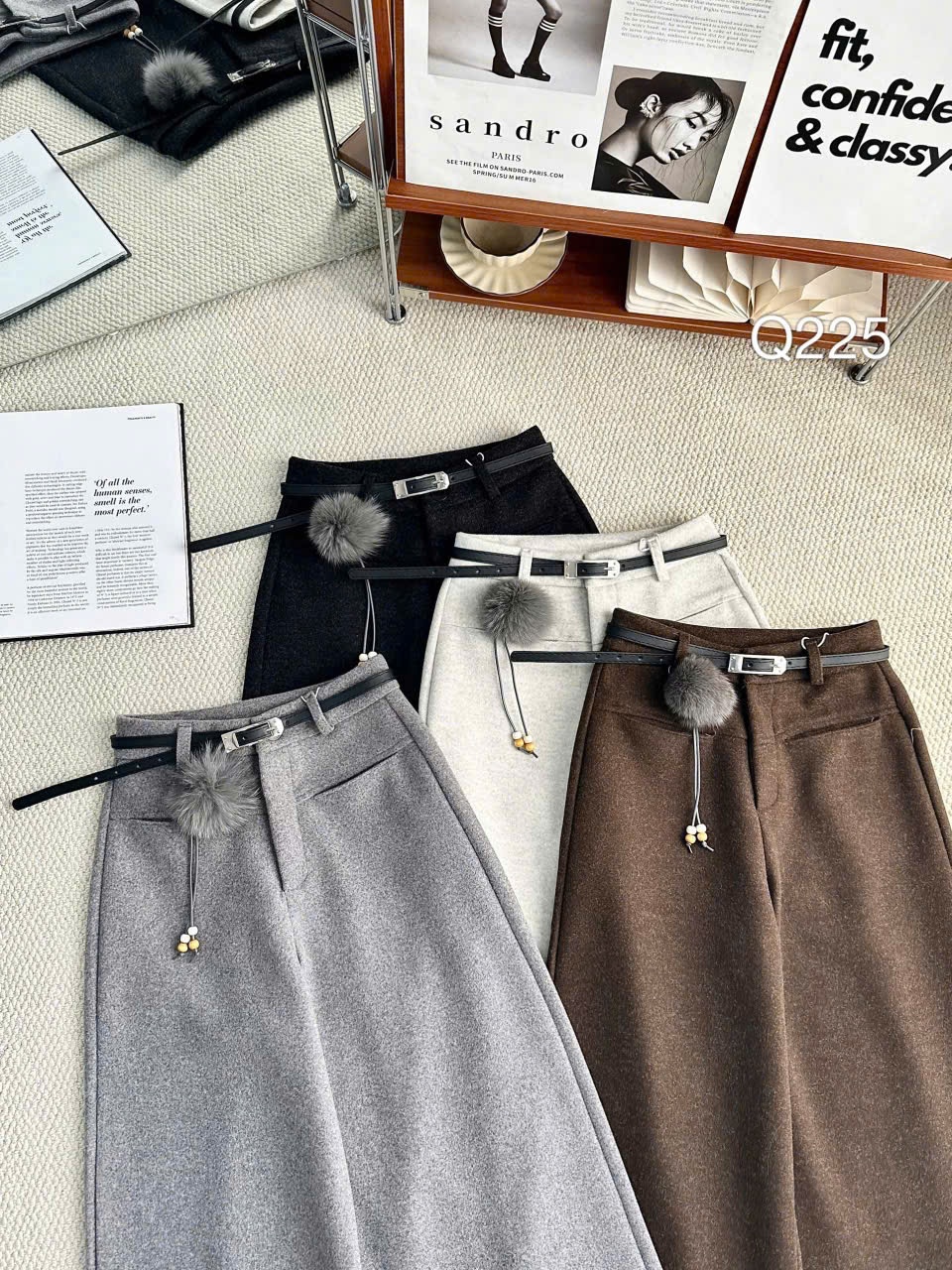 Q225 quần dạ tiêu dáng vừa