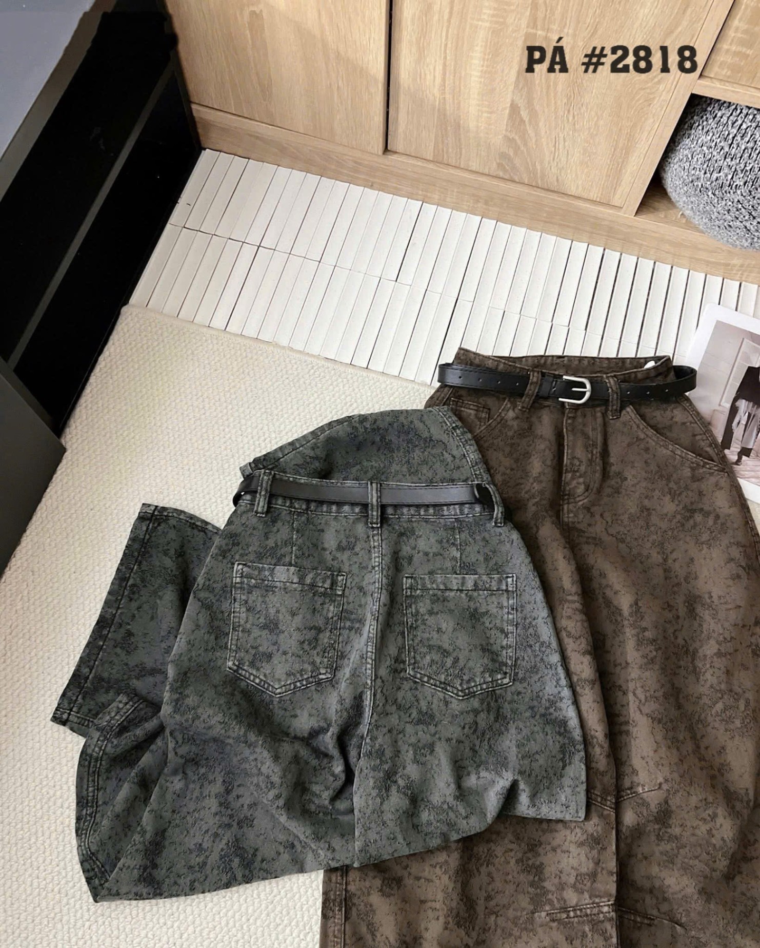 Q2818 quần Jeans thụng loang kèm belt