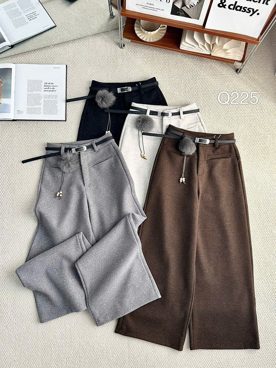Q225 quần dạ tiêu dáng vừa
