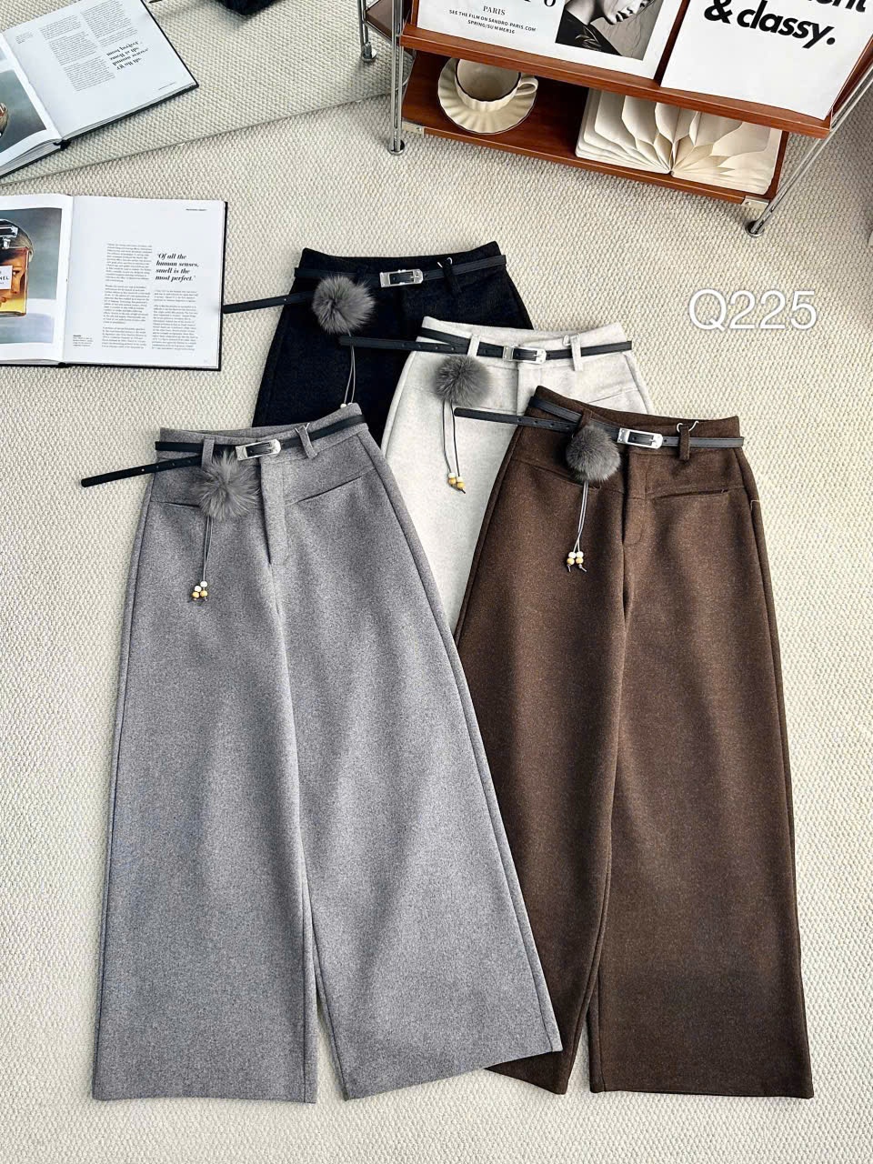 Q225 quần dạ tiêu dáng vừa