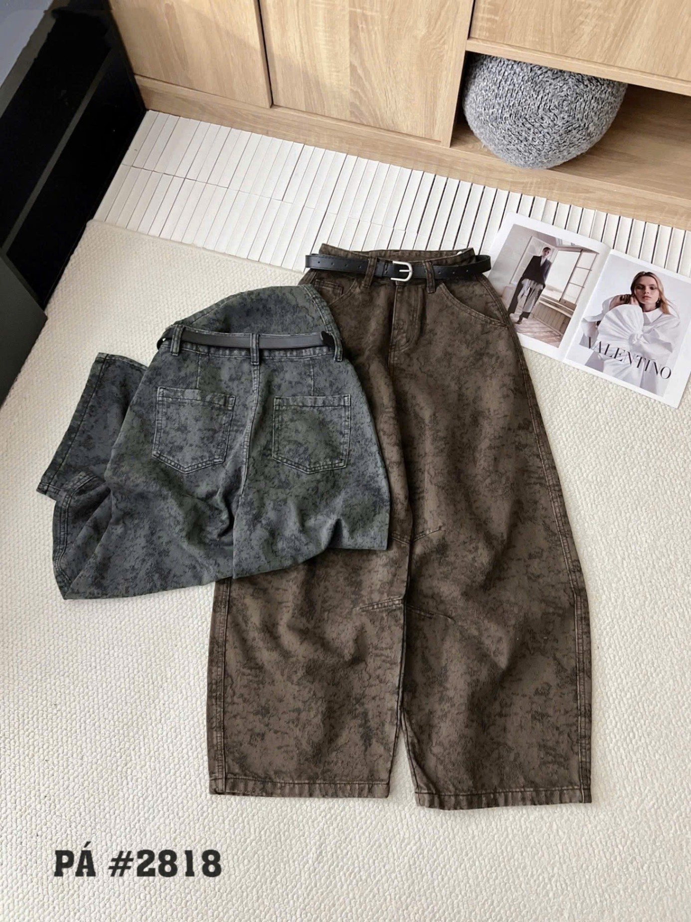 Q2818 quần Jeans thụng loang kèm belt