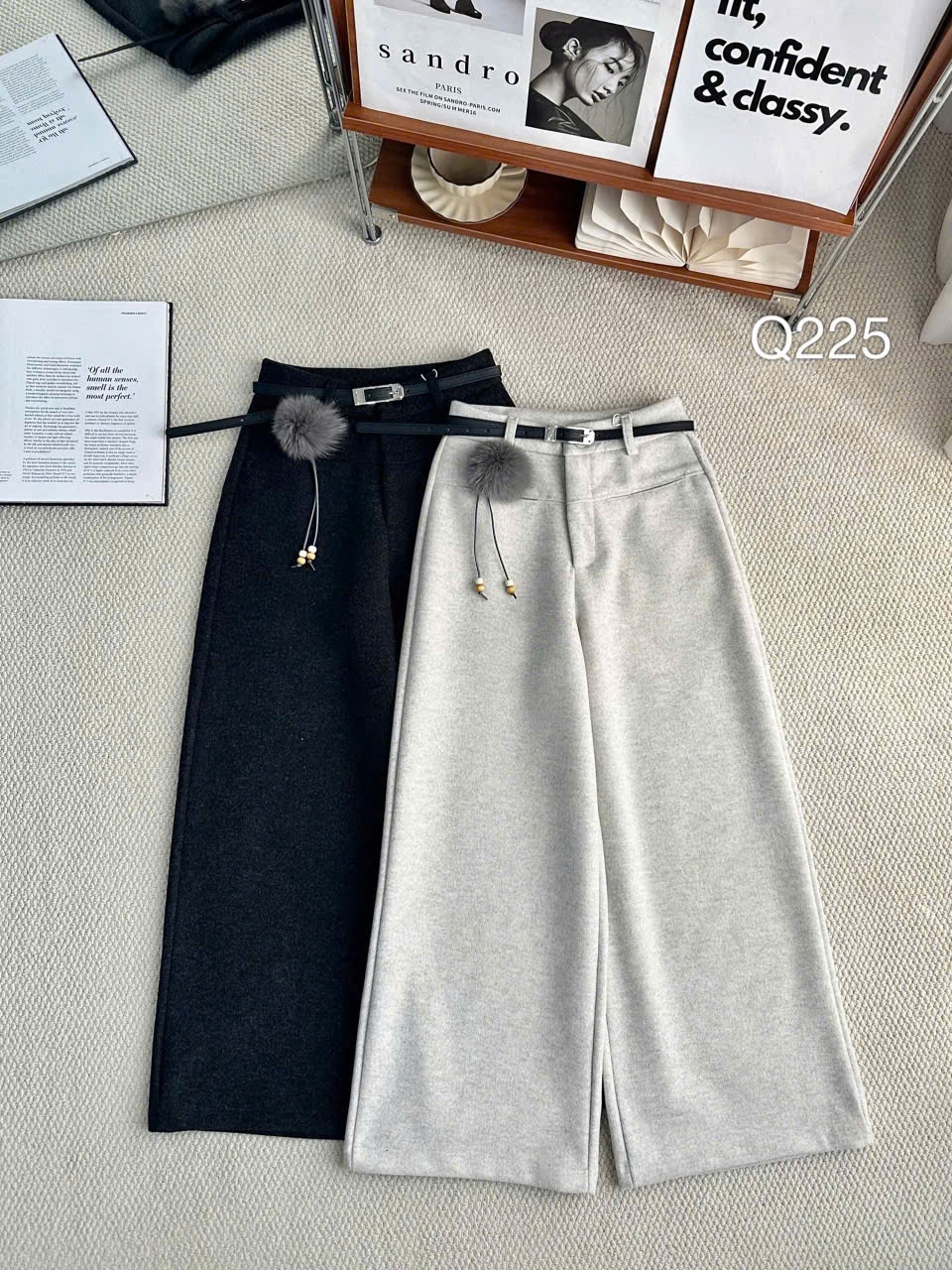 Q225 quần dạ tiêu dáng vừa