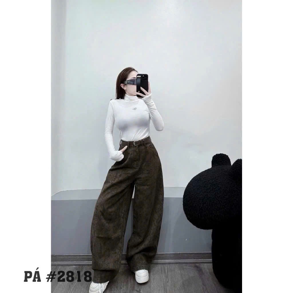 Q2818 quần Jeans thụng loang kèm belt
