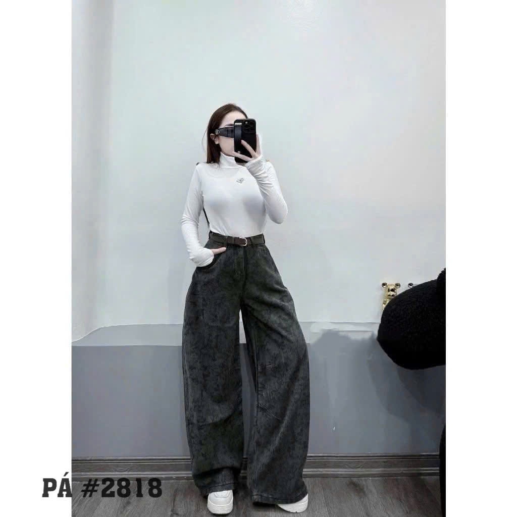 Q2818 quần Jeans thụng loang kèm belt