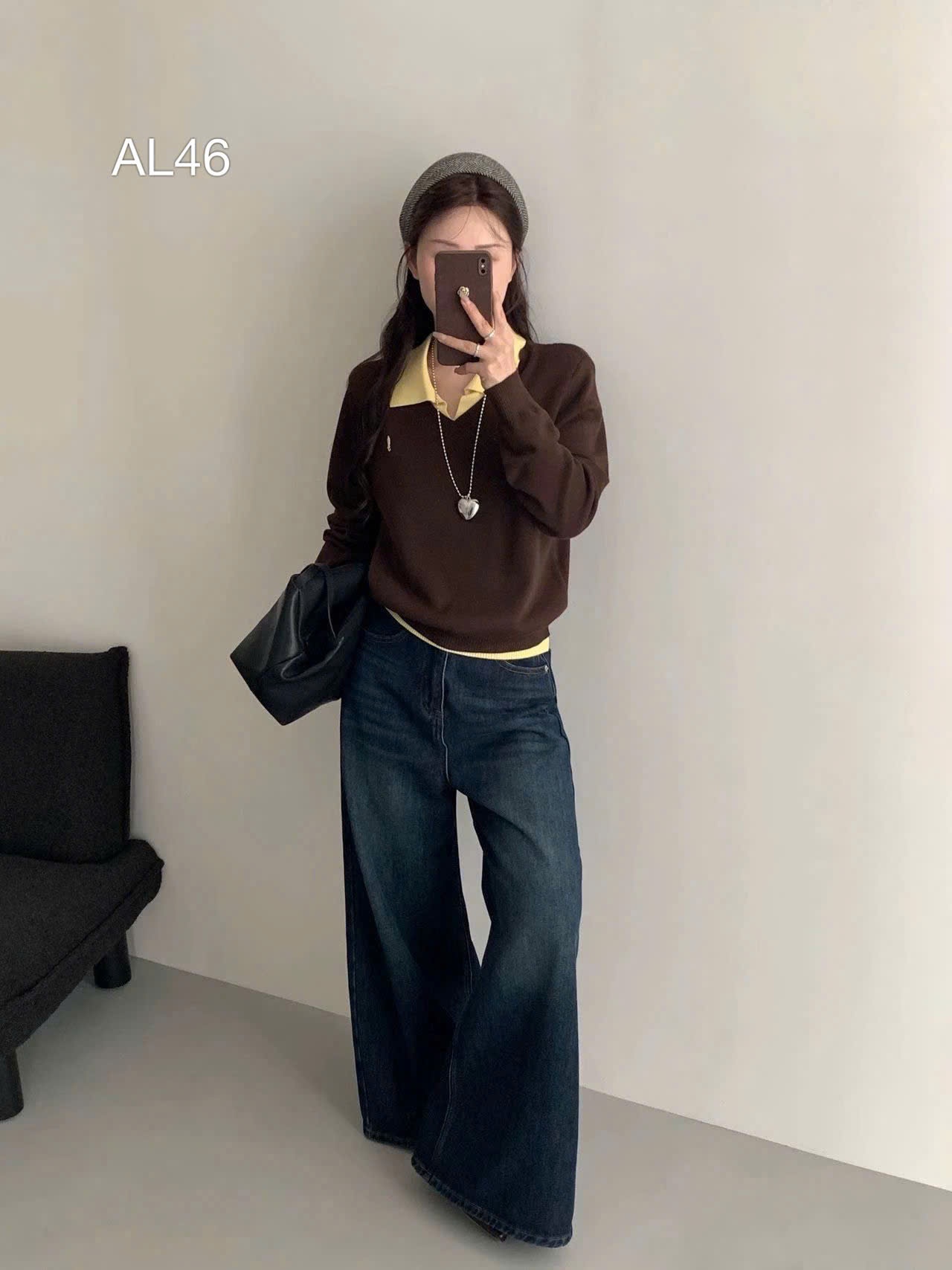 AL46 Áo len cổ phối thêu ngựa