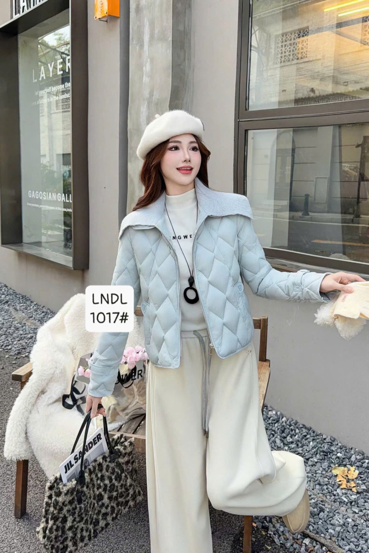 AP1017 Áo phao hình thoi bản cổ to