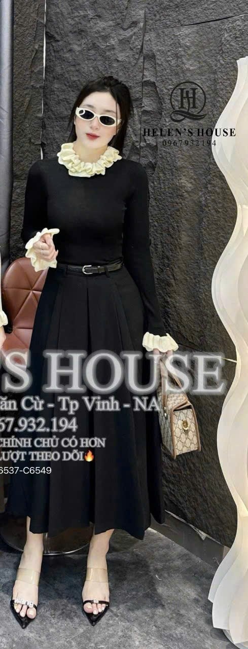 CV9960 Chân váy dạ xòe kèm đai