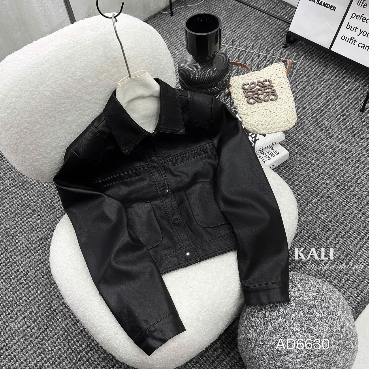 AD6630 Áo da cổ bẻ túi cơi