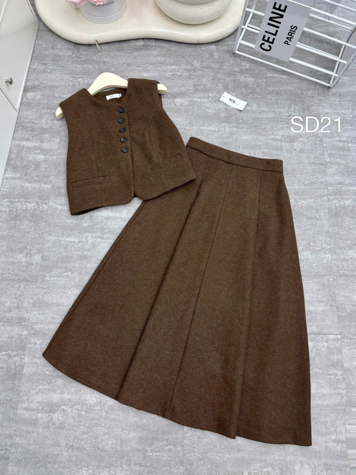 SD21 set dạ gile chân váy