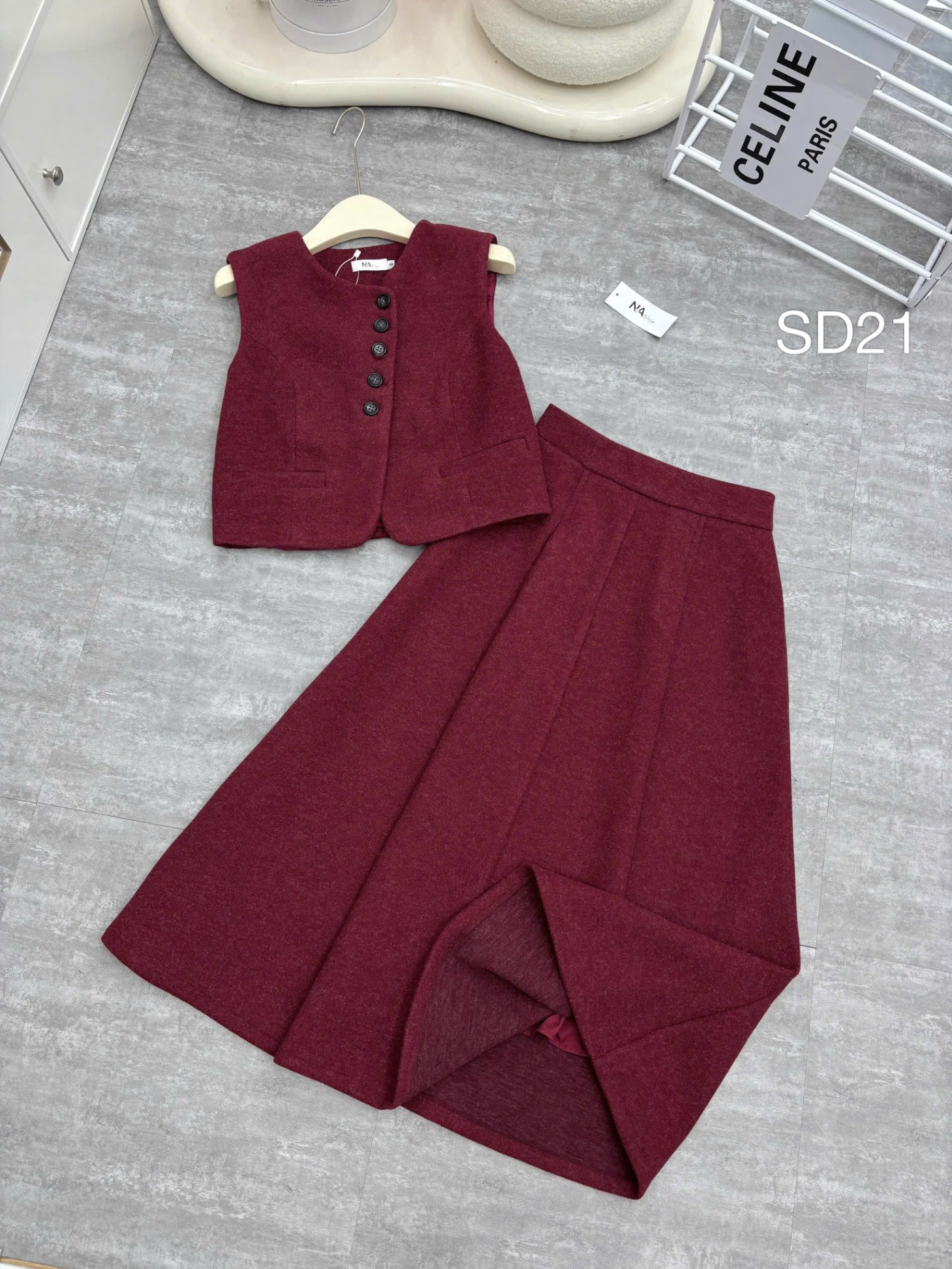 SD21 set dạ gile chân váy