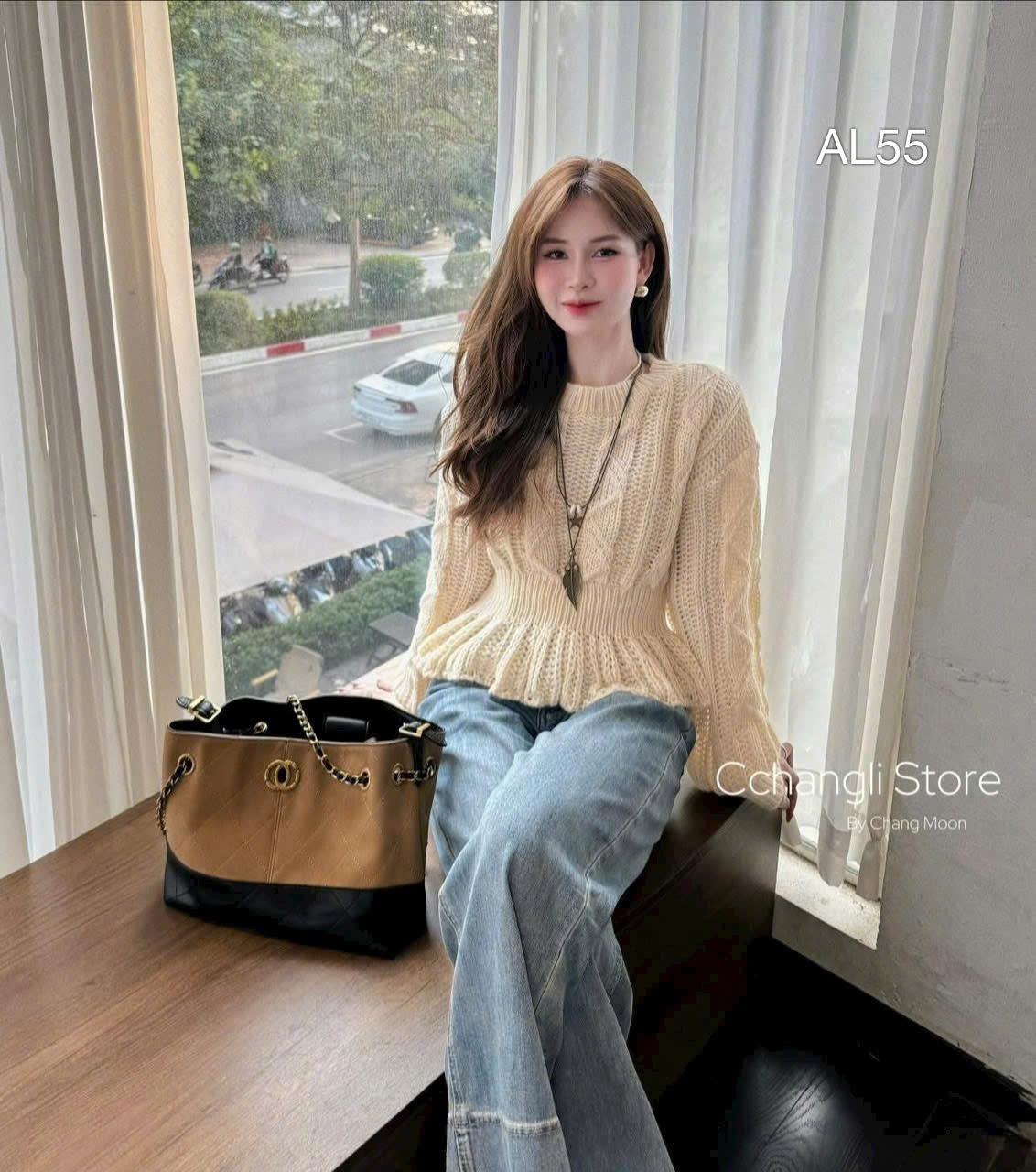 AL55 Áo len thừng peplum