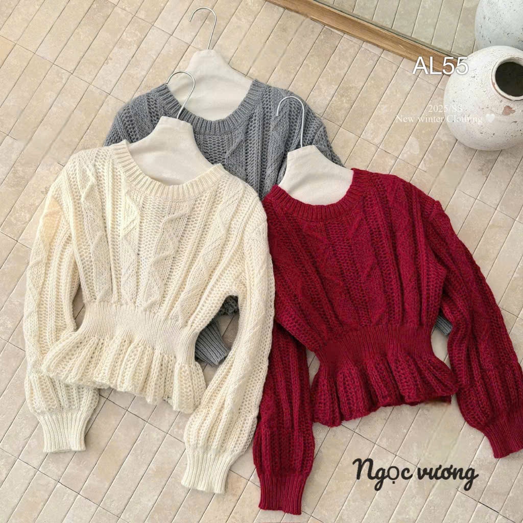 AL55 Áo len thừng peplum