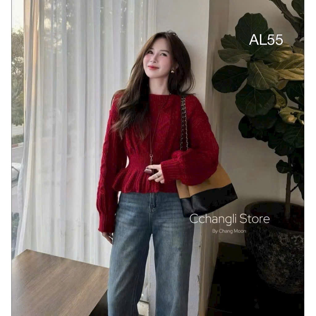 AL55 Áo len thừng peplum