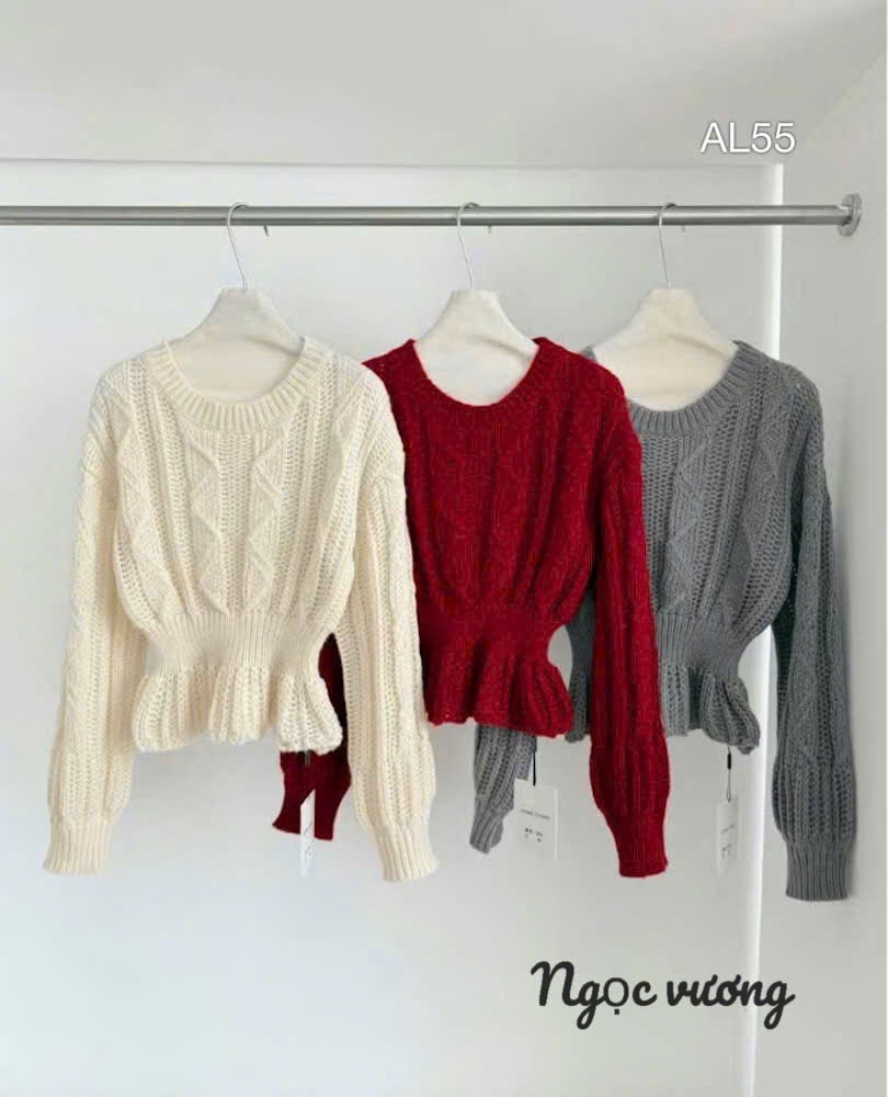 AL55 Áo len thừng peplum