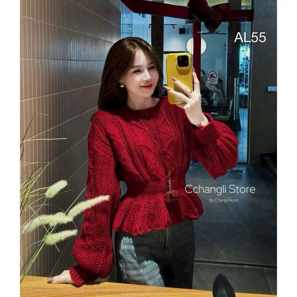 AL55 Áo len thừng peplum