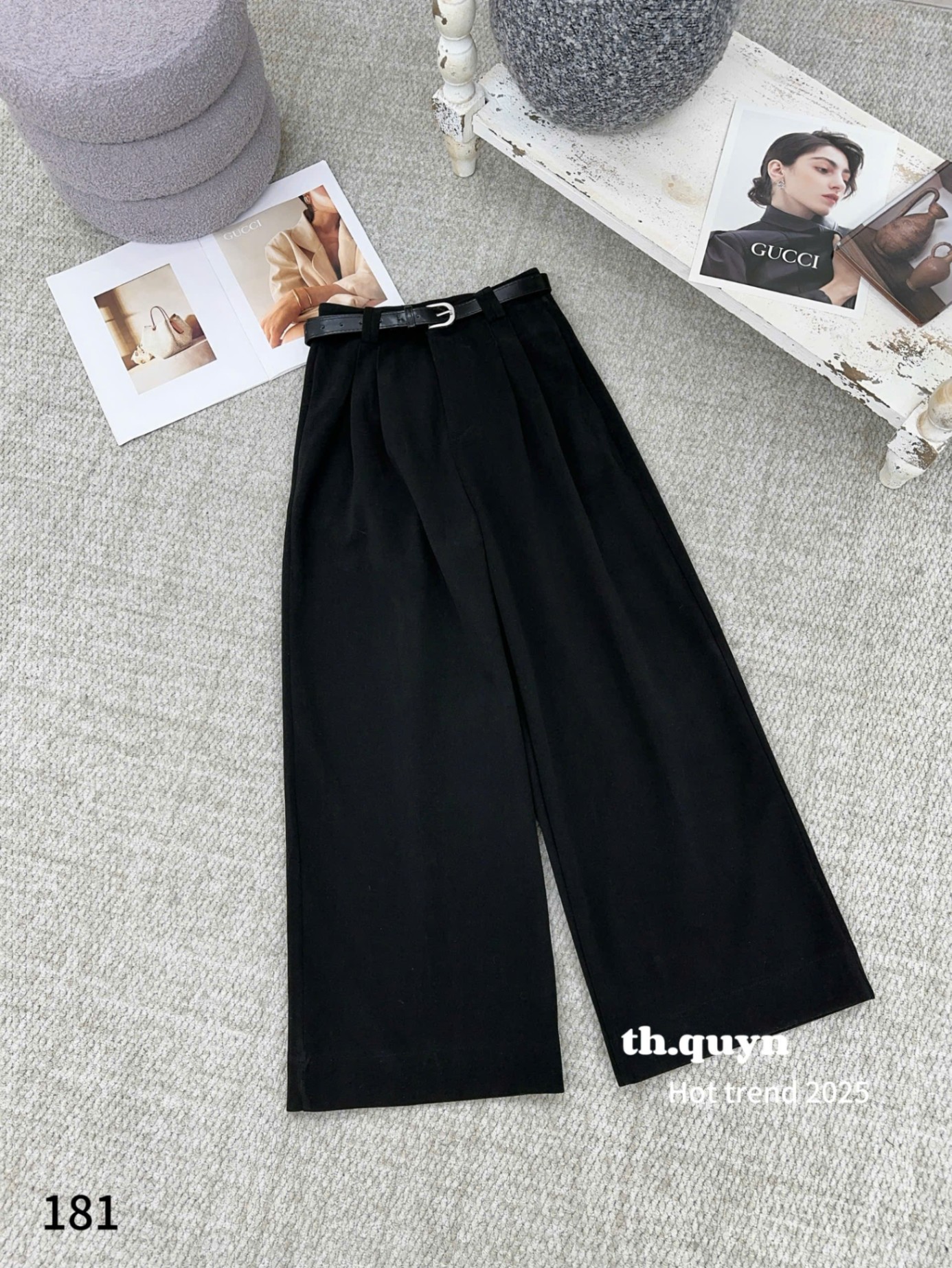Q181 Quần dạ xuông kèm đai