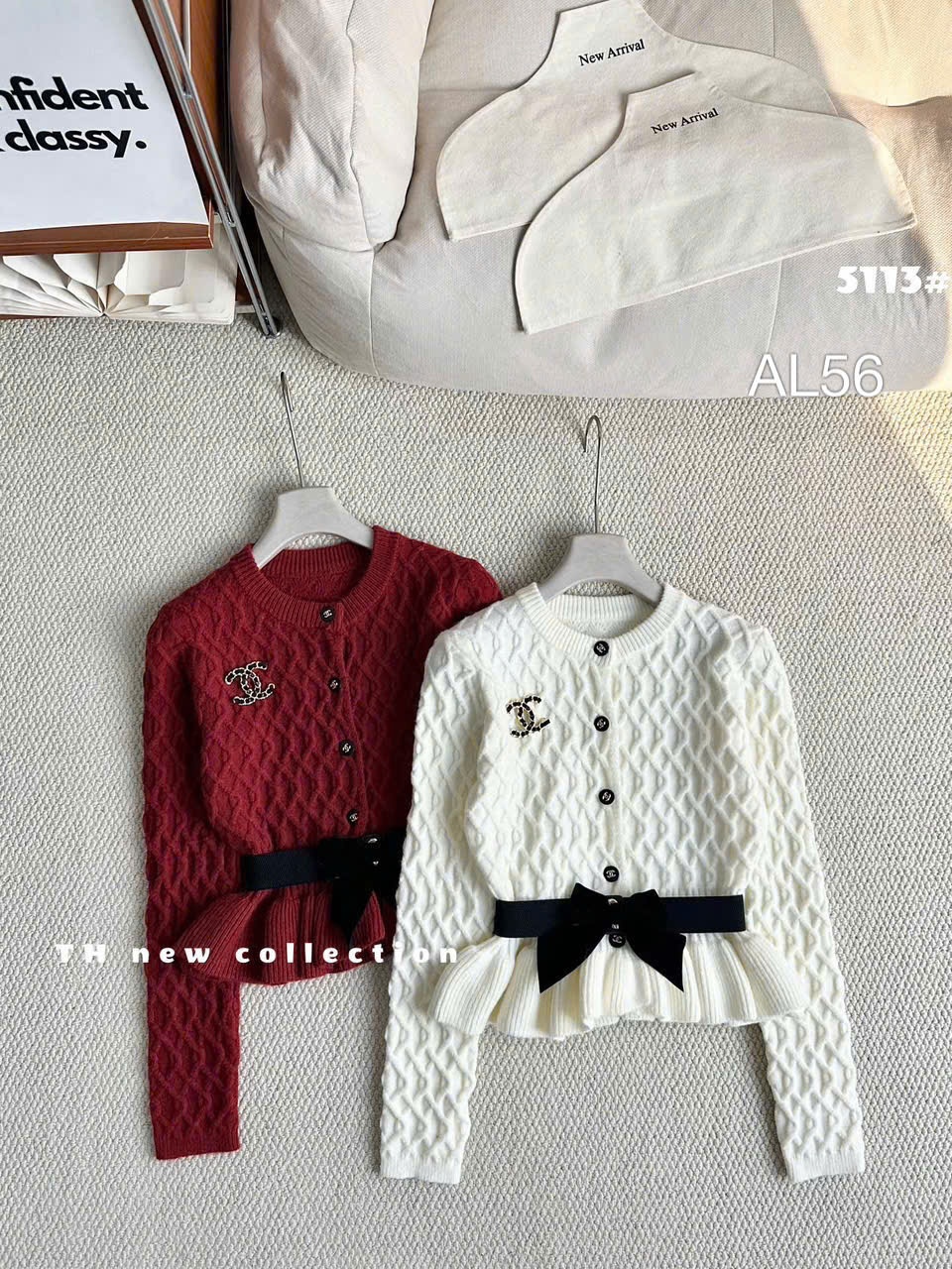 AL56 áo len peplum nơ
