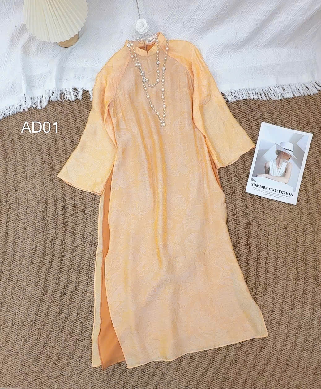 AD01 áo dài lụa gấm
