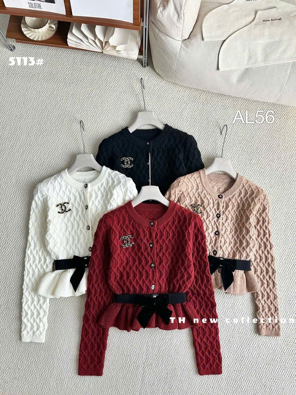 AL56 áo len peplum nơ