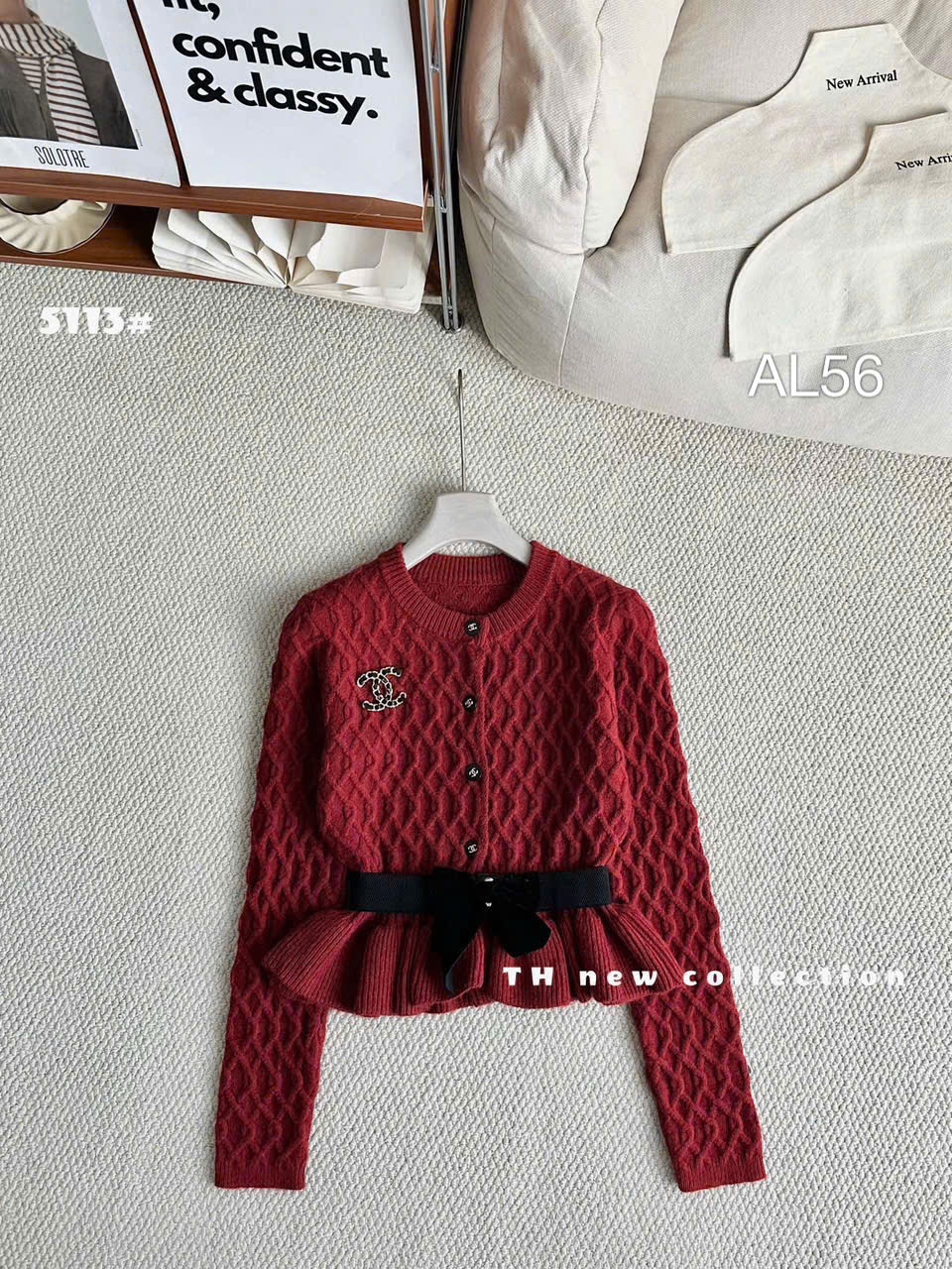 AL56 áo len peplum nơ