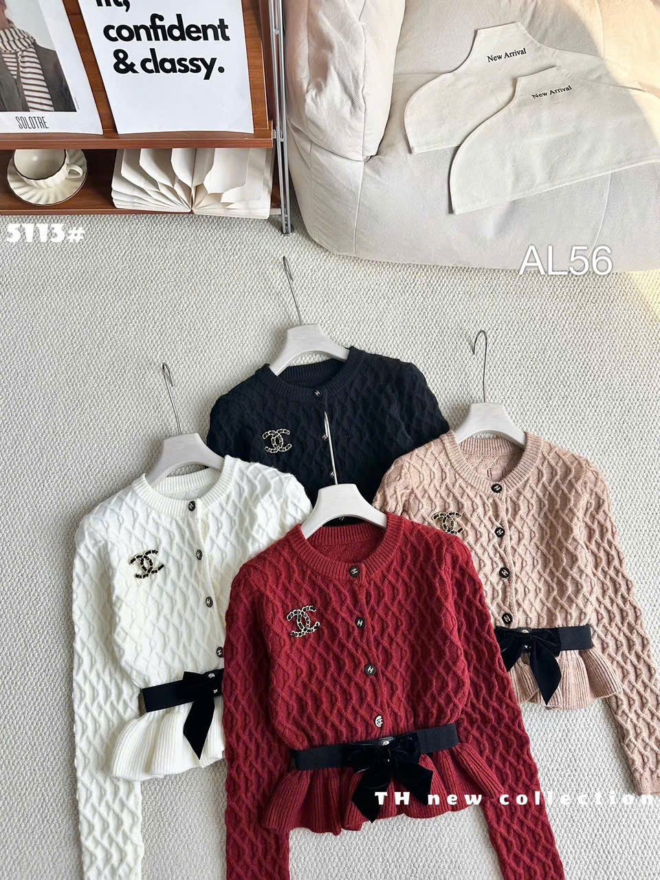 AL56 áo len peplum nơ