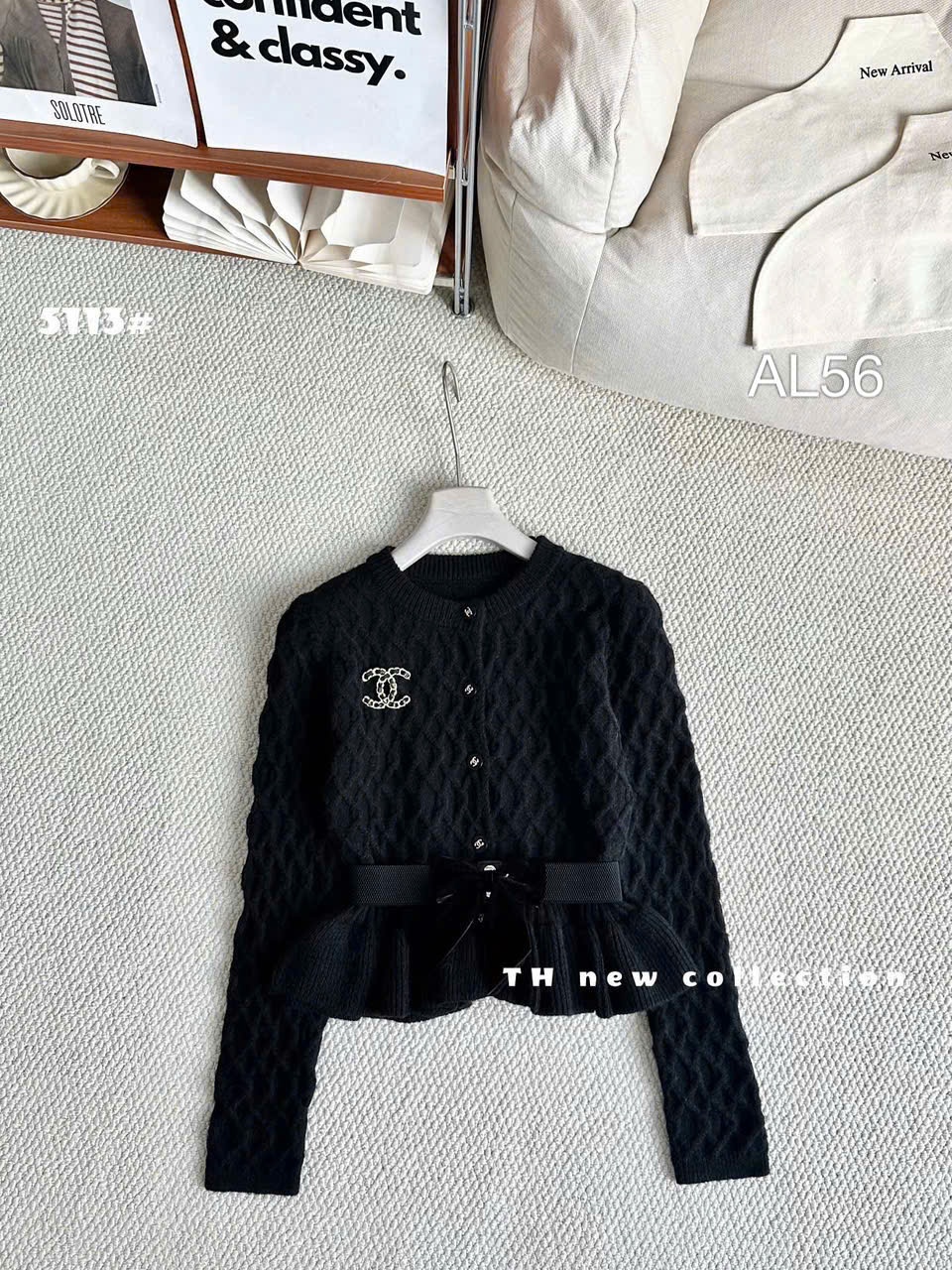 AL56 áo len peplum nơ
