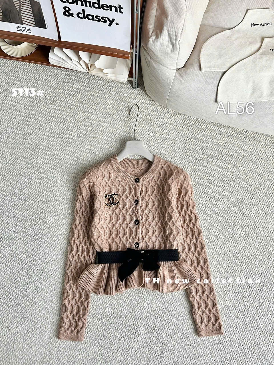 AL56 áo len peplum nơ
