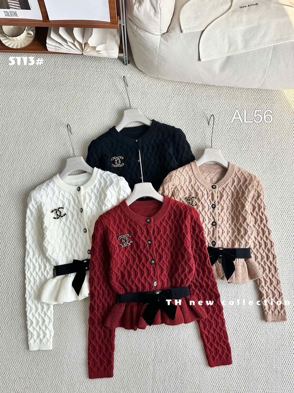AL56 áo len peplum nơ