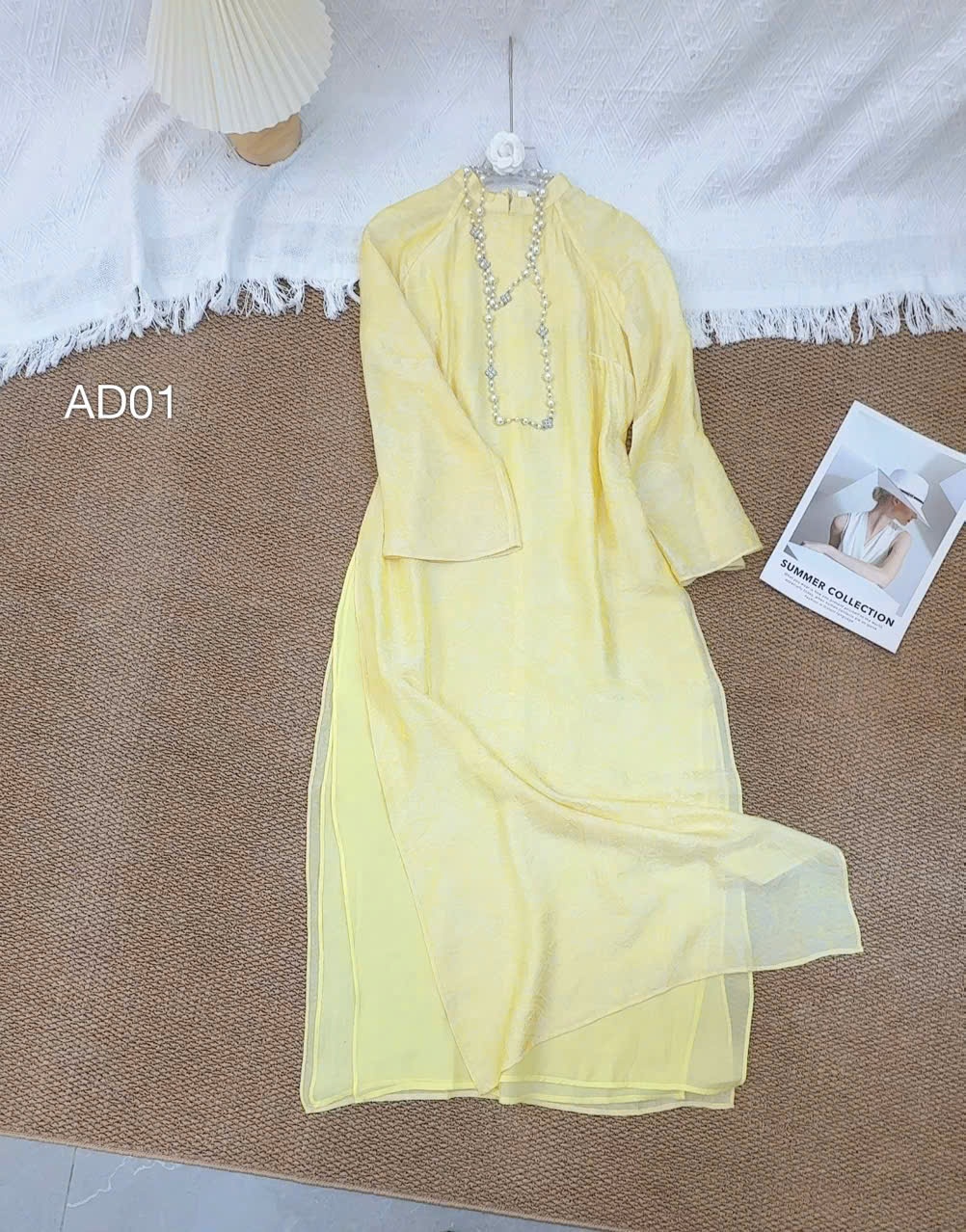 AD01 áo dài lụa gấm