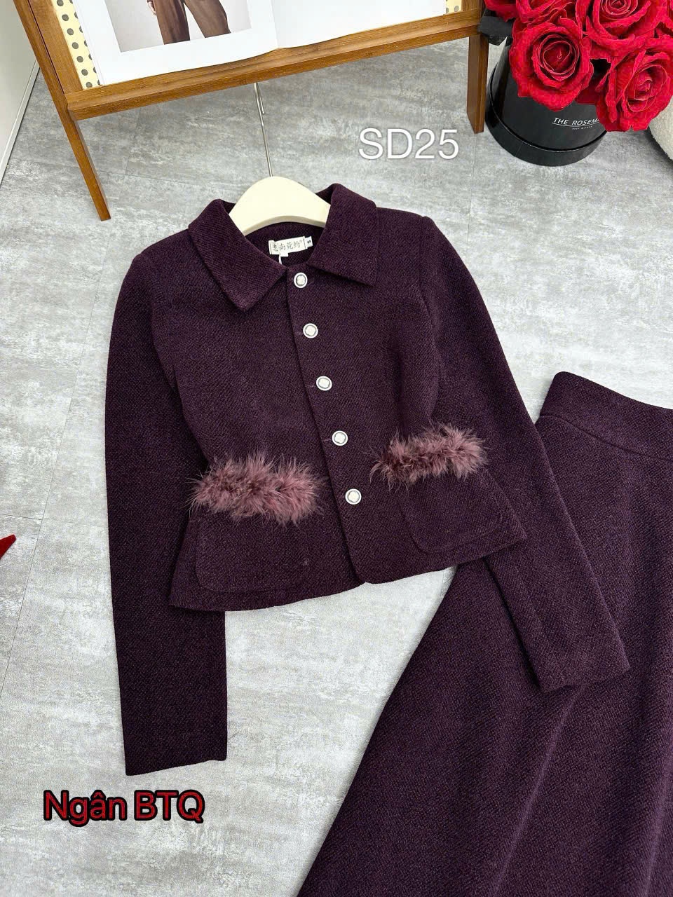 SD25 Set dạ cổ đức phối lông túi