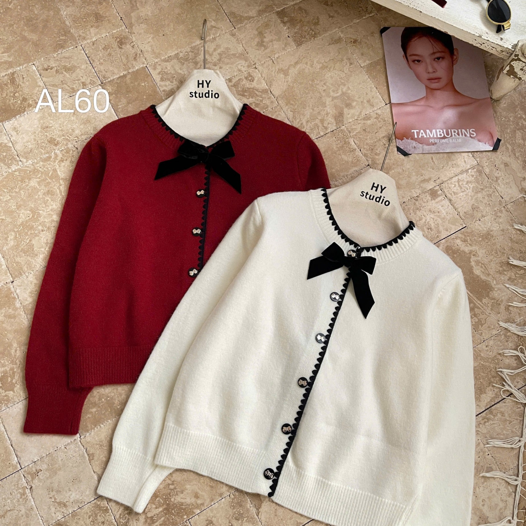 AL60 Áo len phối viền nơ