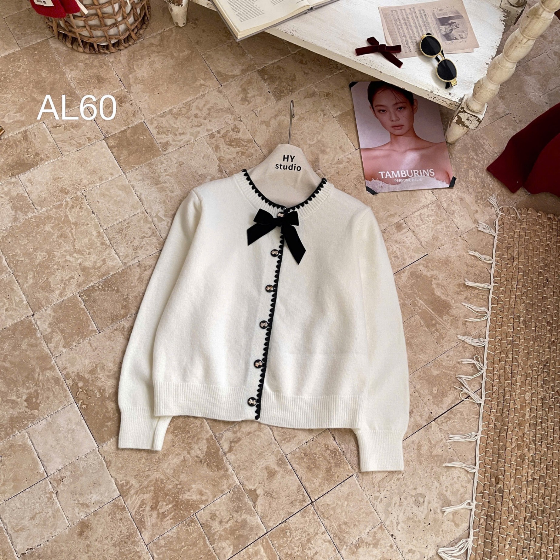 AL60 Áo len phối viền nơ