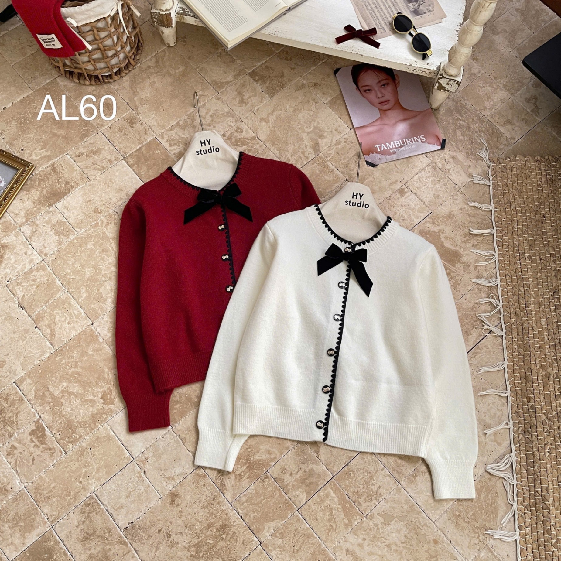 AL60 Áo len phối viền nơ