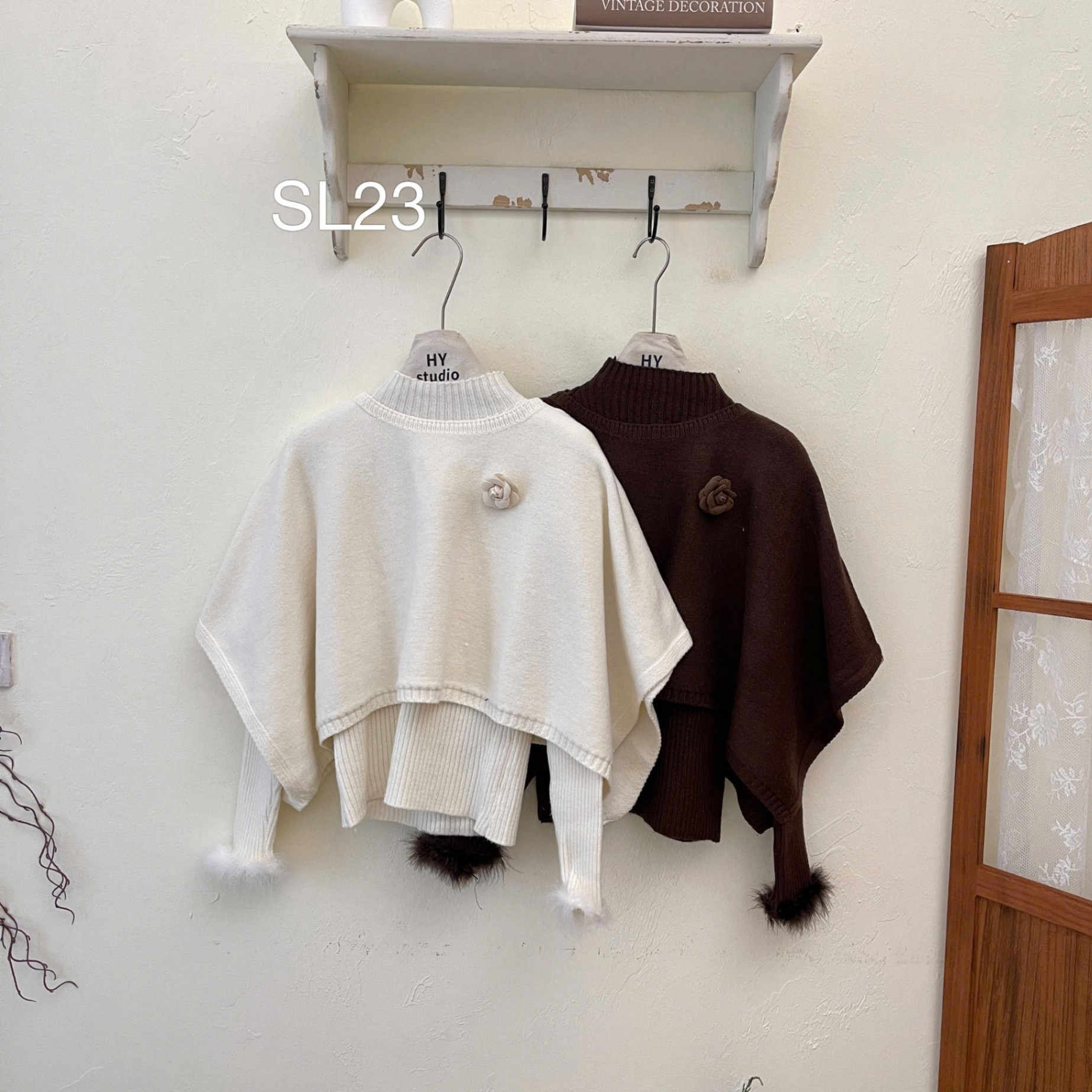 SL23 Set len hoa trà phối lông vũ