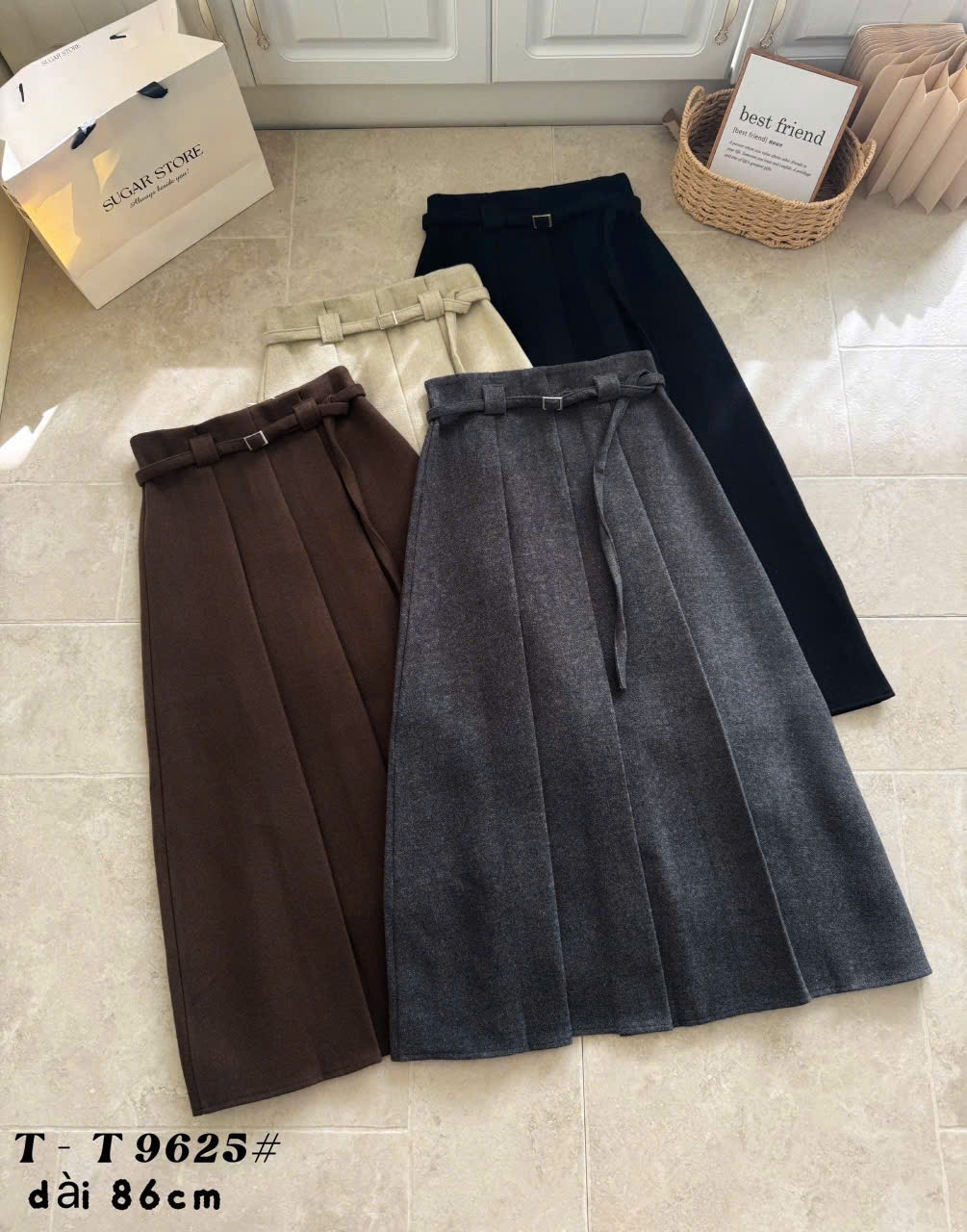 CV9625 cv xếp ly dạ dài 85cm