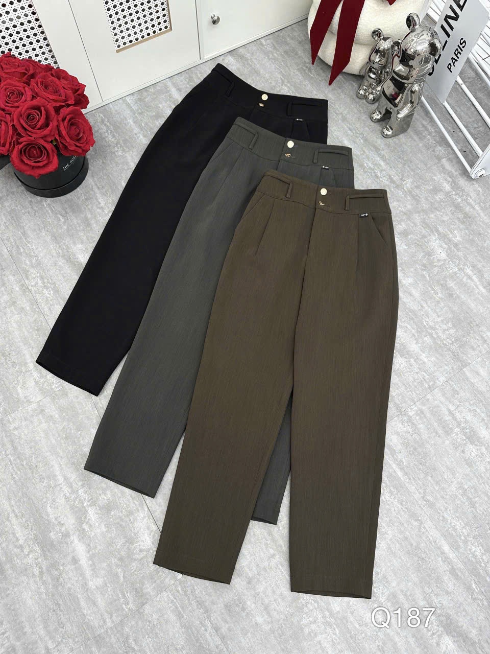 Q187 Quần baggy 2 cúc vàng