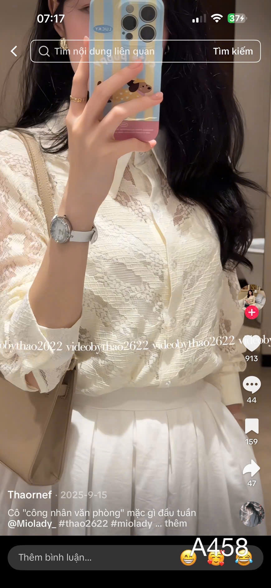 a458 Áo ren dài tay cổ nhọn