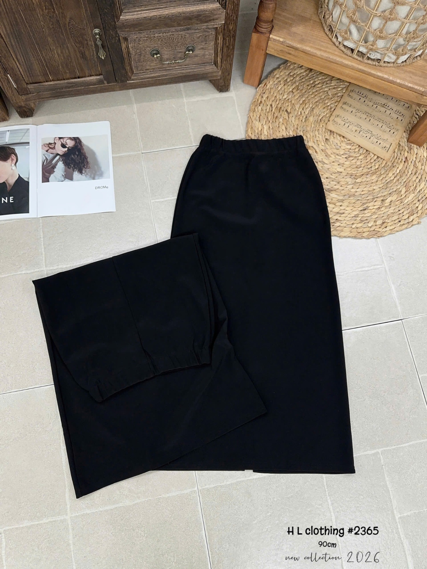 CV2365 Chân váy umi xẻ sau dài 90cm
