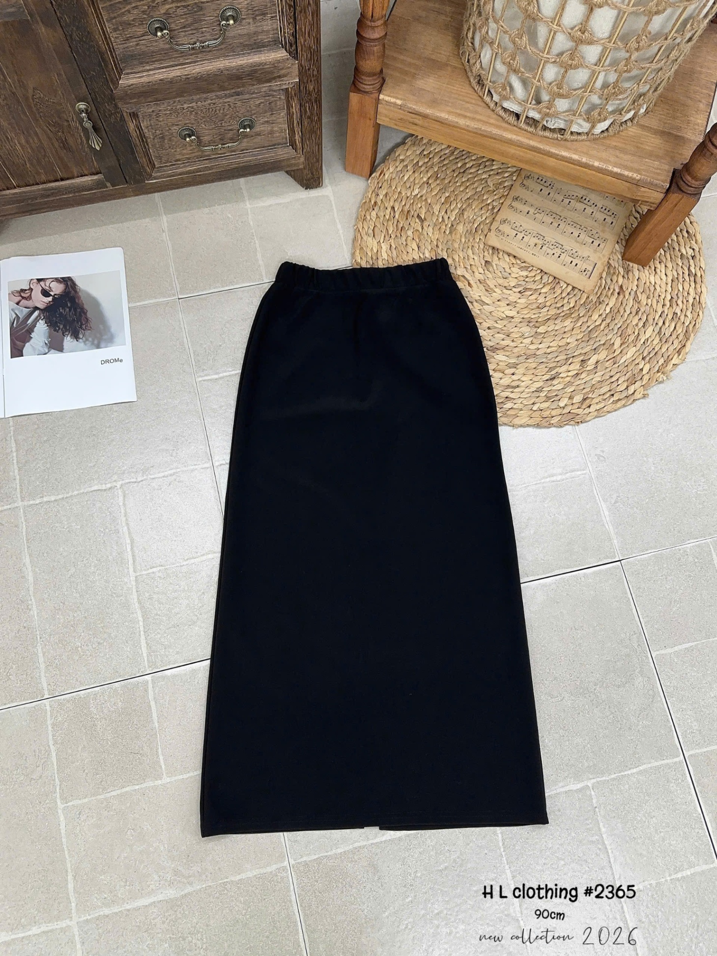 CV2365 Chân váy umi xẻ sau dài 90cm