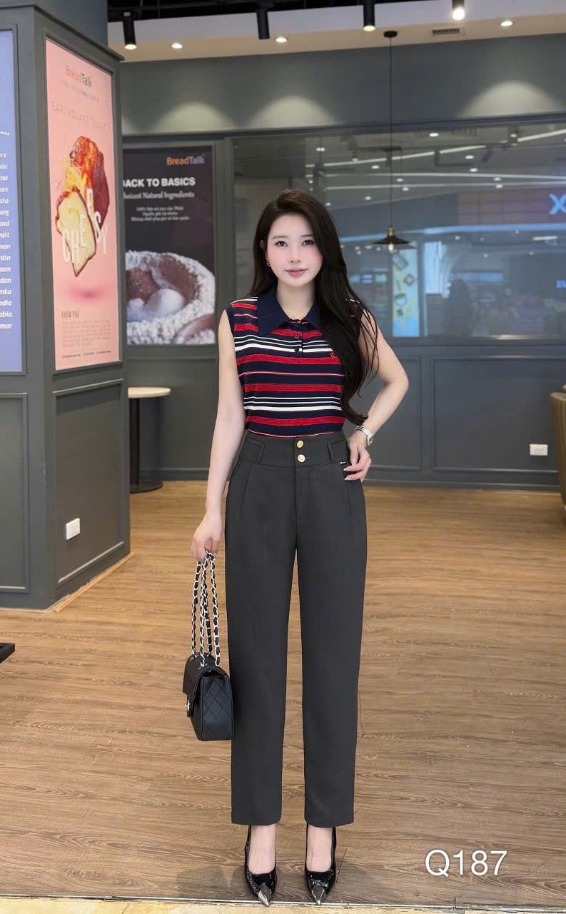 Q187 Quần baggy 2 cúc vàng