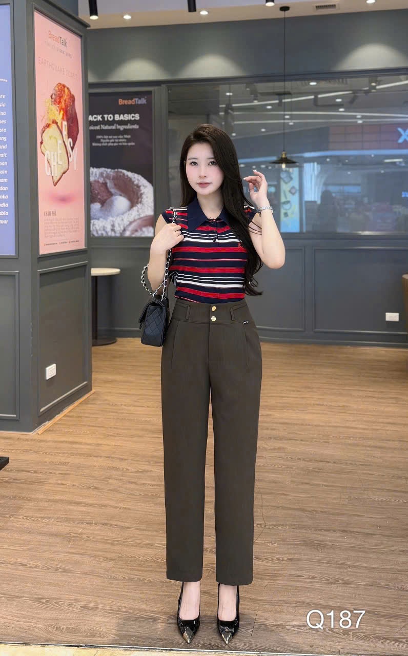 Q187 Quần baggy 2 cúc vàng