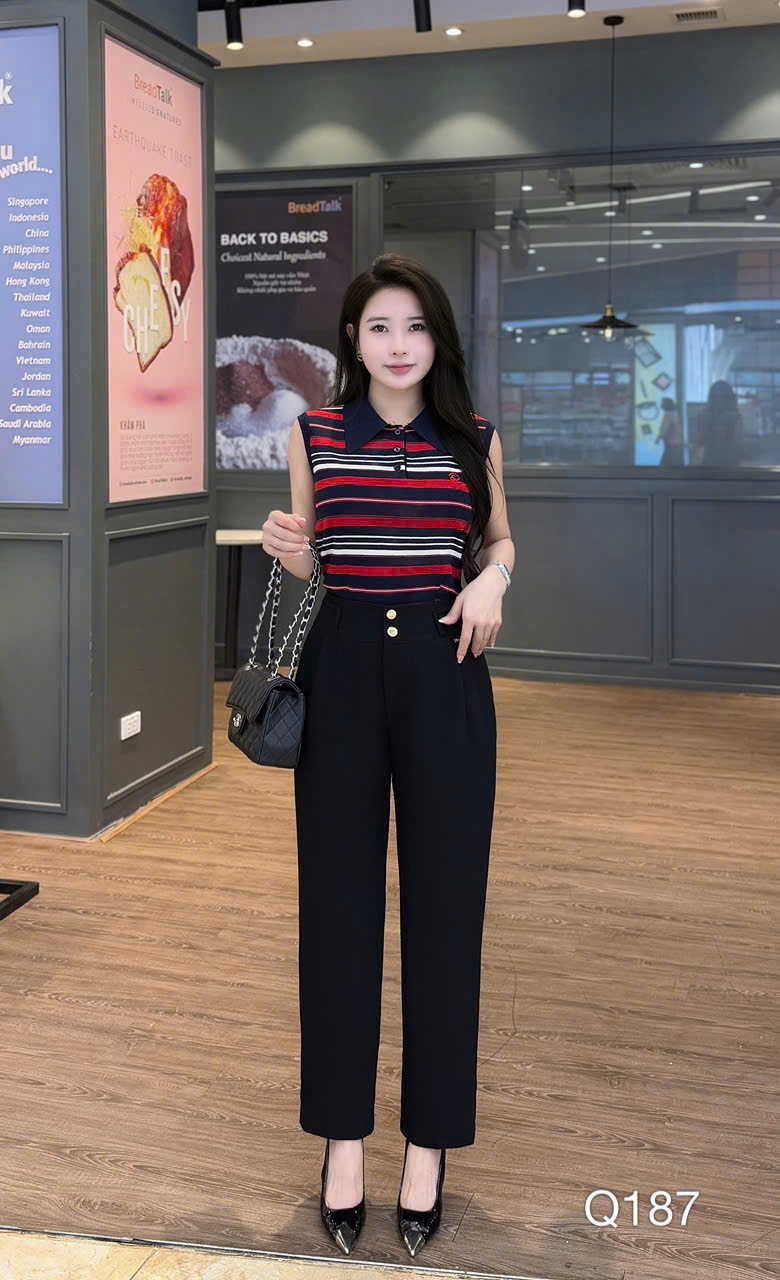 Q187 Quần baggy 2 cúc vàng