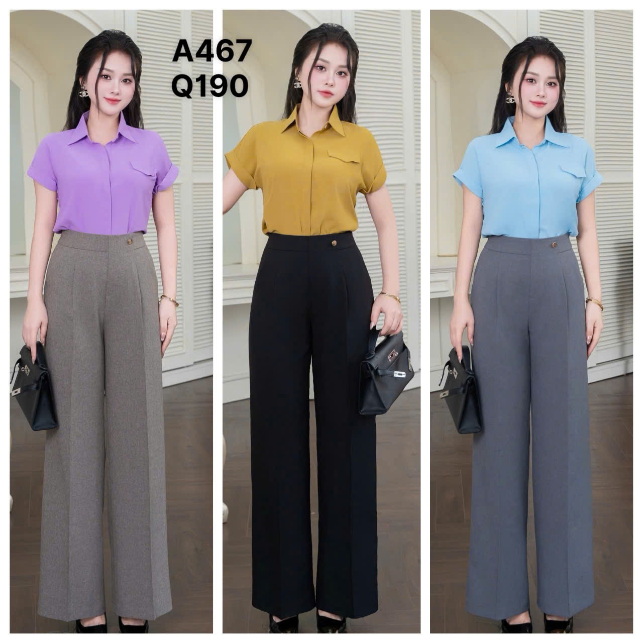 Q190 Quần xuông khóa sườn cúc lệch