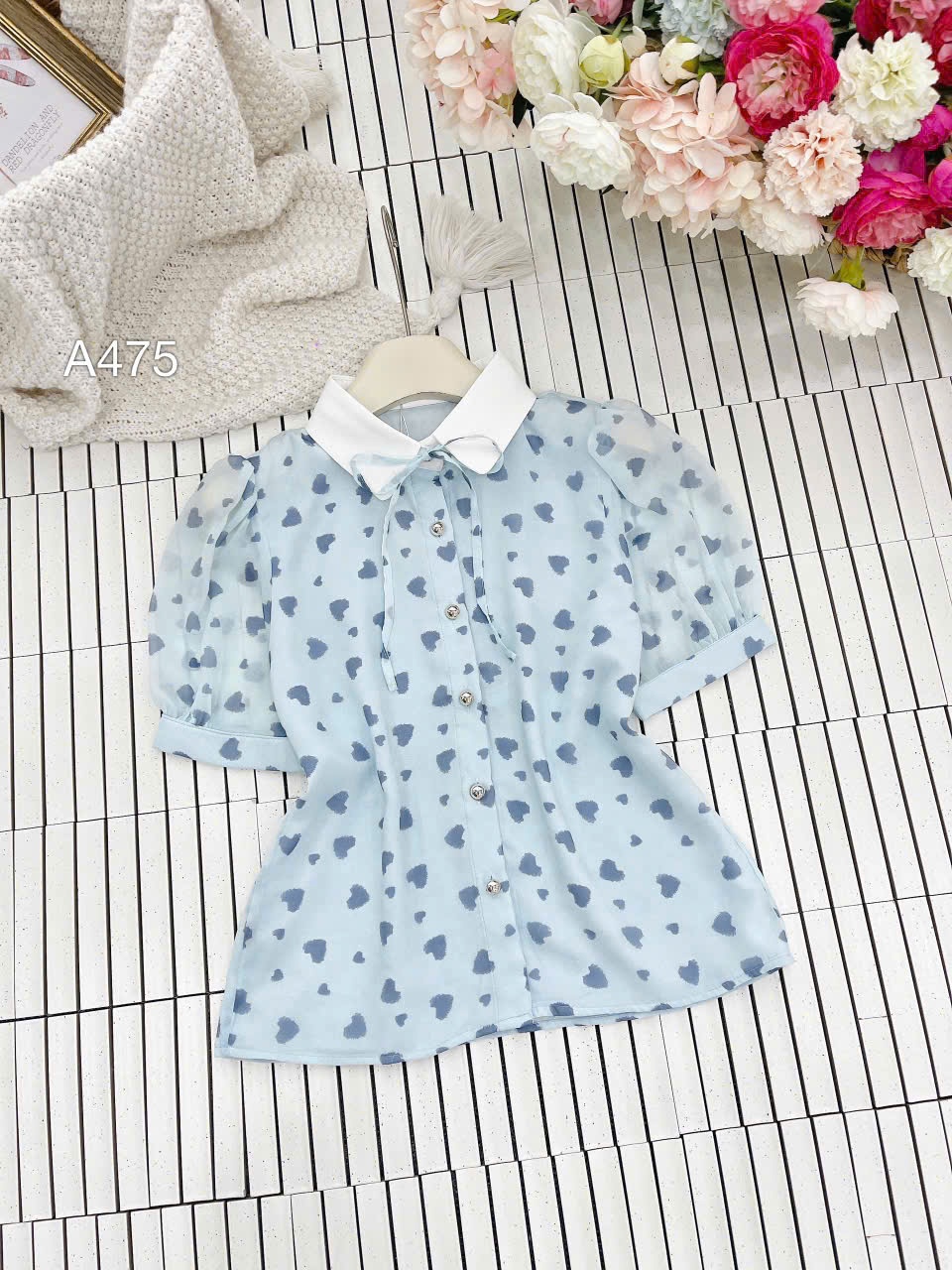A475 áo tay cộc trái tim