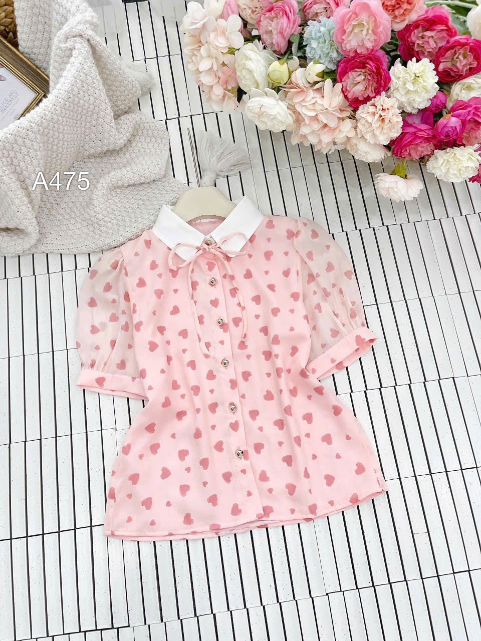 A475 áo tay cộc trái tim